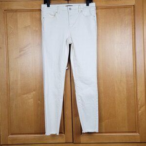 Ann Taylor Ivory Raw Hem Stretch Denim Mid-Rise Skinny Jeans - 4